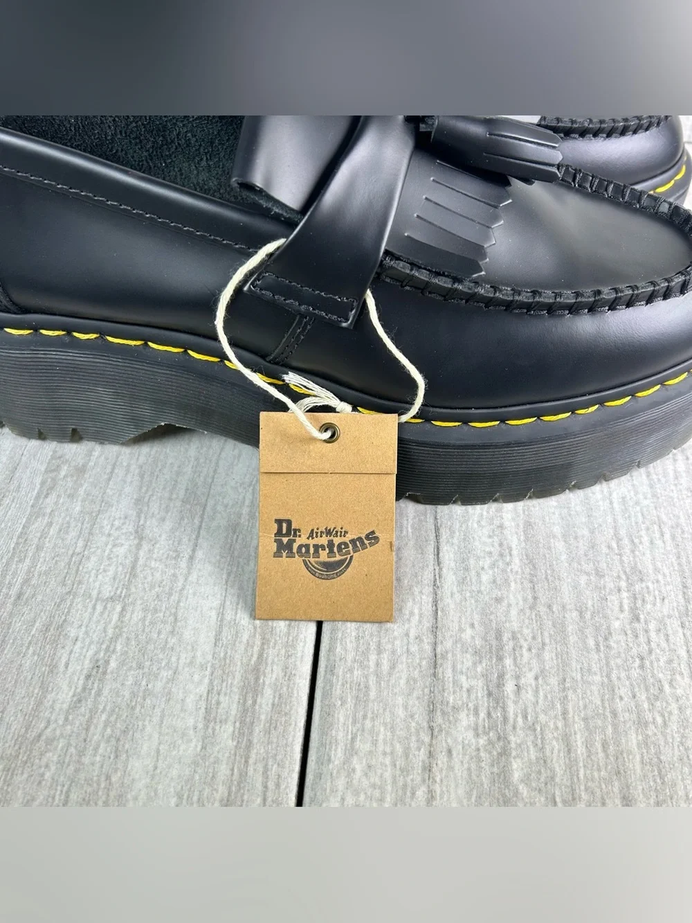 NEW Dr. Martens Docs Adrian Quad Black Leather Tassel Platform Loafer Men Size 9 - Picture 11 of 11